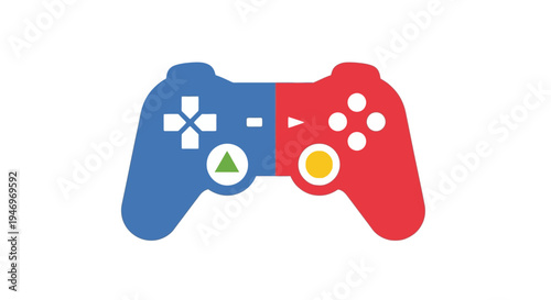 Colorful video game controller halves.