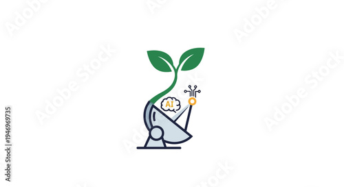 Cartoon scientist holding green plant sprout.