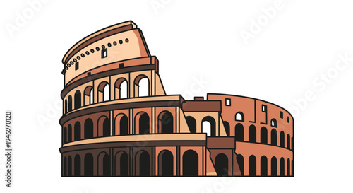 Ancient Roman Colosseum Illustration - Iconic Amphitheater Landmark of Italy