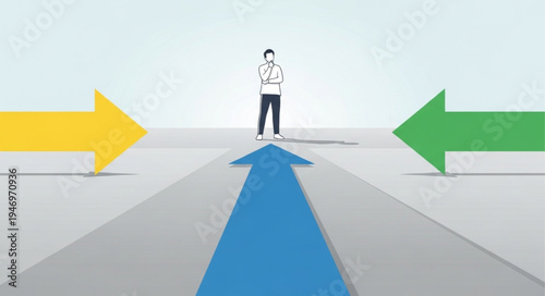 Man standing on blue road.