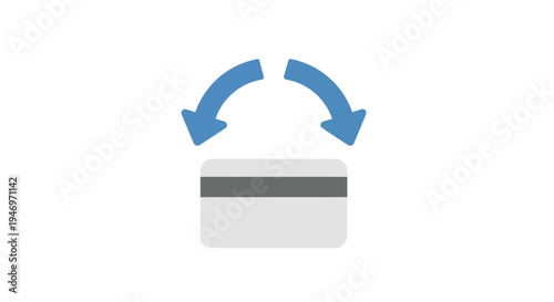 Credit card with curved arrows symbol.
