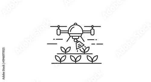 Drone spraying fertilizer on plants.