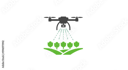 Drone spraying green leaves from above.