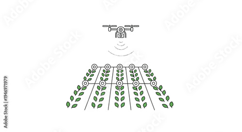 Drone spraying pesticide on crops.