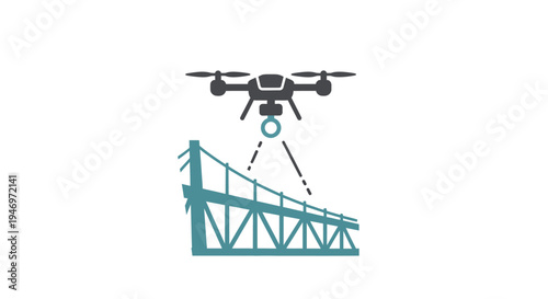 Drone Flying Over Bridge Structure.