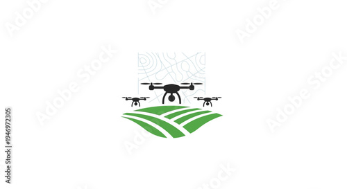 Drone Flying Over Green Field.