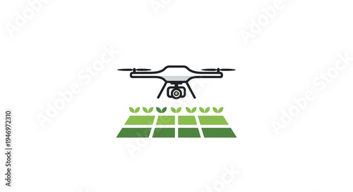 Drone flying over green fields aerial.