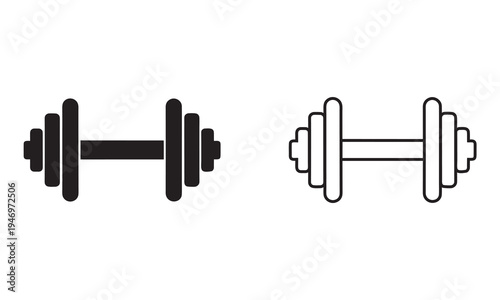 Dumbbell icon, fitness, gym, exercise, weightlifting, and strength training equipment, Vector illustration