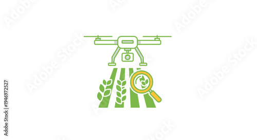 Drone Inspecting Green Wheat Crops Aerial.