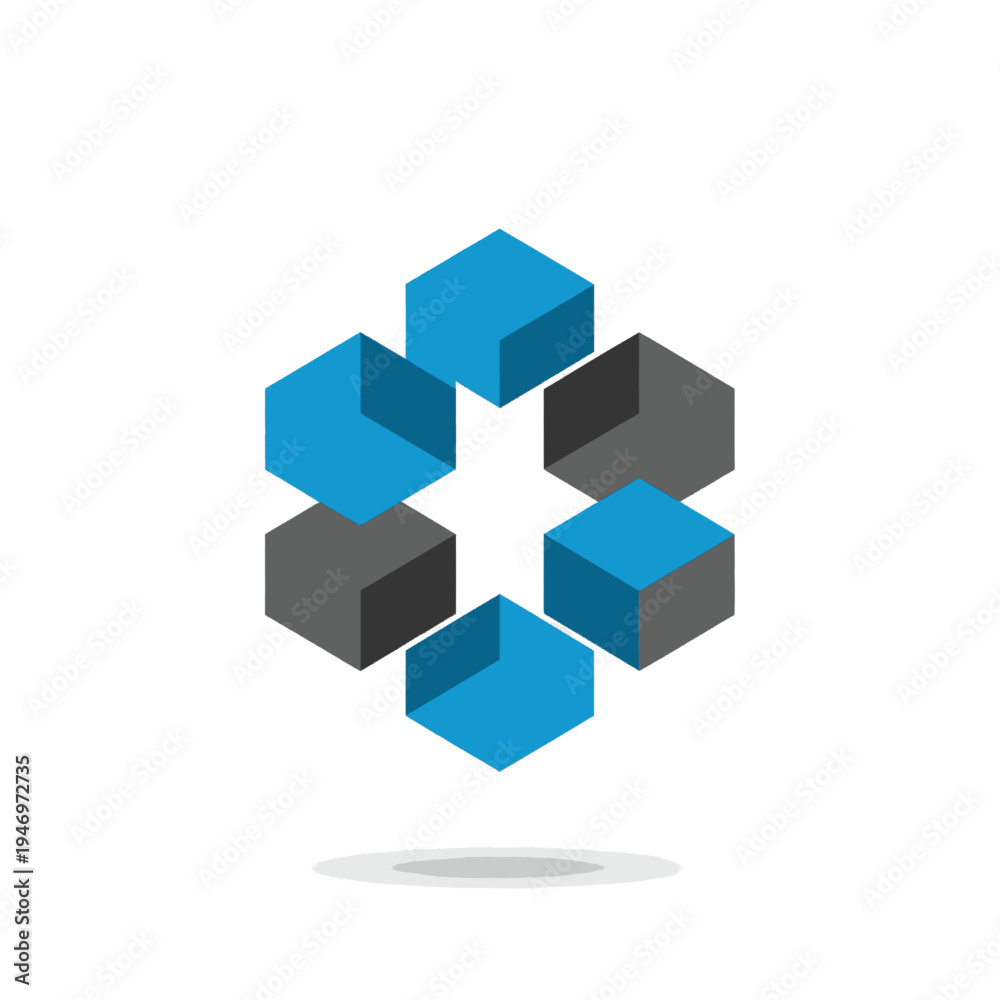 Obraz premium A group of blue and gray cubes.