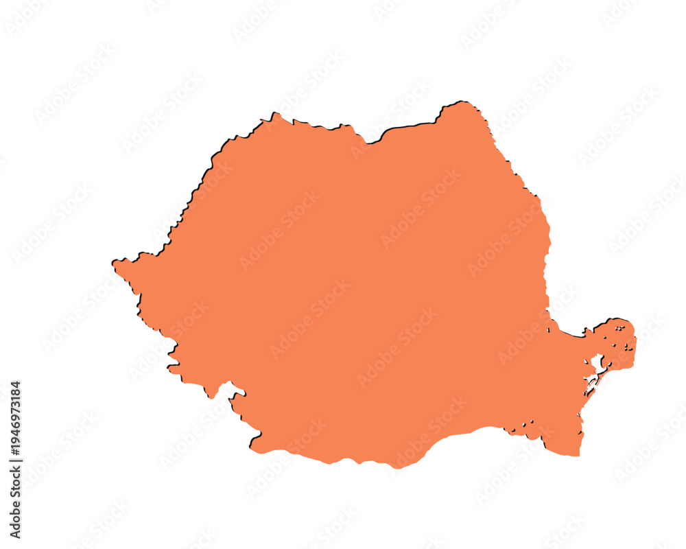 Obraz premium Map of Romania, sign silhouette. World Map Globe. Vector Illustration isolated on white background. Europe continent.