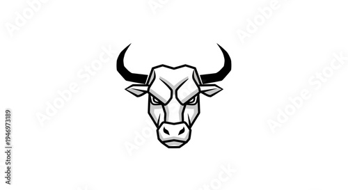 Black and White Cow Head Illustration.
