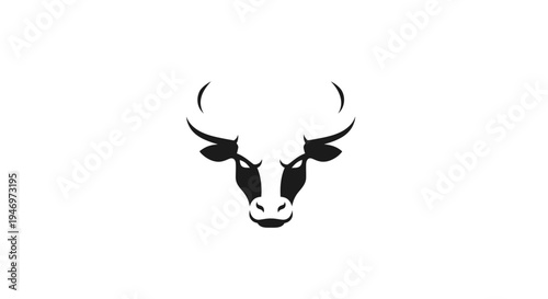 Black and White Cow Head Illustration.