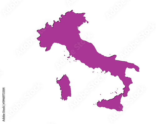 Map of Italy, sign silhouette. World Map Globe. Vector Illustration isolated on white background. Europe continent.