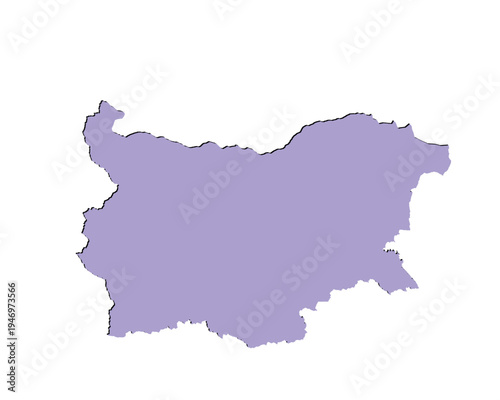 Map of Bulgaria, sign silhouette. World Map Globe. Vector Illustration isolated on white background. Europe continent.