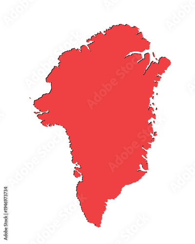 Map of Greenland, sign silhouette. World Map Globe. Vector Illustration isolated on white background. American continent.