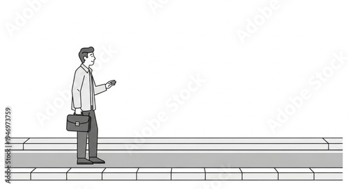 Man standing on train platform.