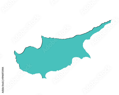 Map of Cyprus, sign silhouette. World Map Globe. Vector Illustration isolated on white background. Europe continent.