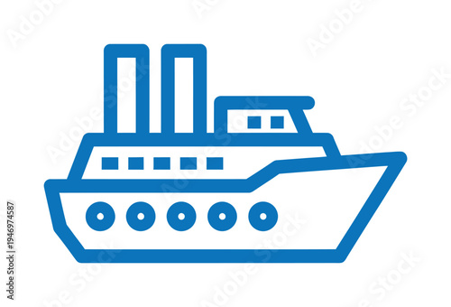 Modern blue vector of a cruise ship or yacht with multiple decks and portholes