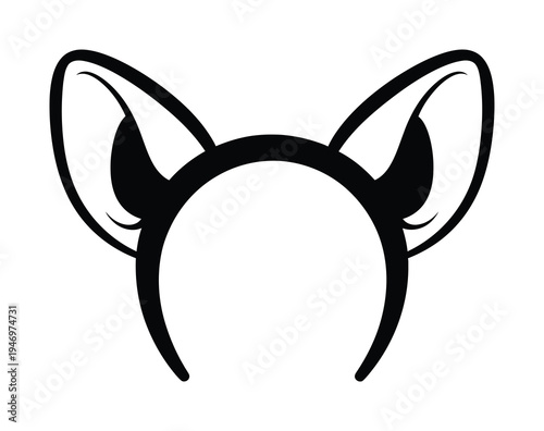 Vector of a headband with large, stylized cat ears perched on top