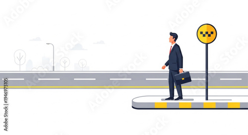 Man standing on road platform.