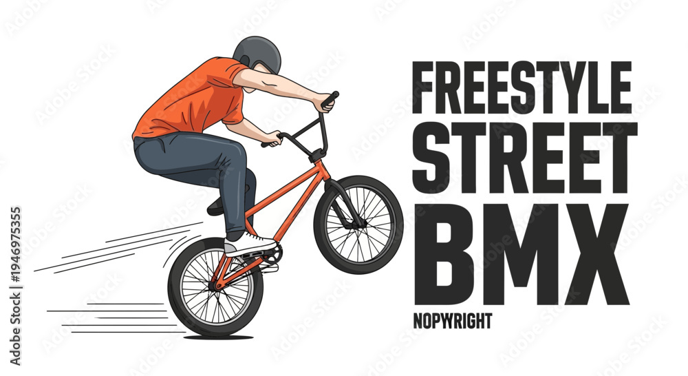 Naklejka premium Freestyle Street BMX Stunt Illustration Demonstrating Extreme Cycling Skills Perfectly