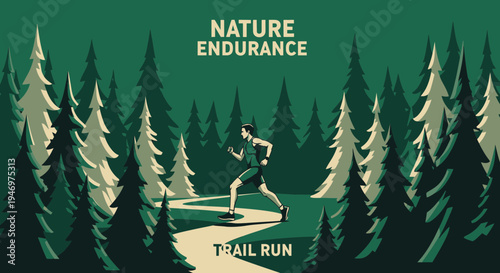 Forest Trail Running Illustration Depicting Nature Endurance And The Joy Of Running
