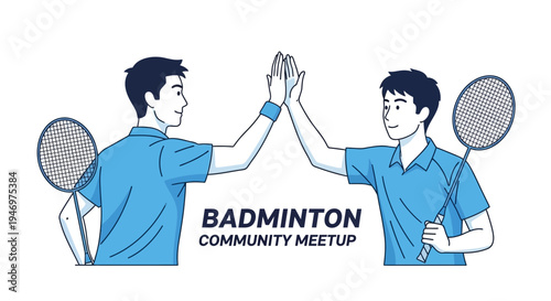 Friendly Badminton Players Celebrating High Five at Community Sport Meetup Event