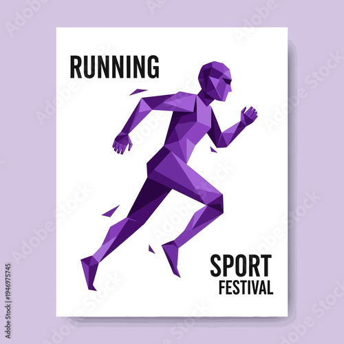 Geometric Runner Design for Sport Festival Advertisement Minimalist Style Competition Theme