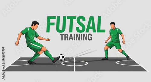 Futsol Action Illustration Depicting Two Players Executing Techniques And Displaying Training