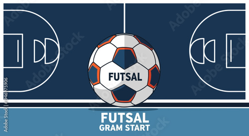 Futsol Game Illustration On Navy Blue Background Depicting Sport Activities
