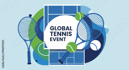 Global Tennis Event: A Bold and Dynamic Graphic Illustration for Sporting Enthusiasts