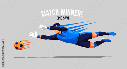 Goalkeeper Diving Spectacularly Saving a Goal, Capturing the Epic Soccer Match Moments