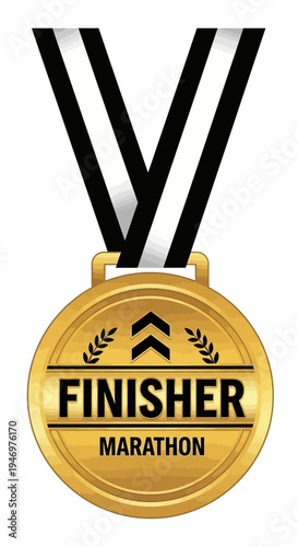 Gold Finisher Medal Symbolizing Marathon Triumph and Rewarding Dedication with Ribbon