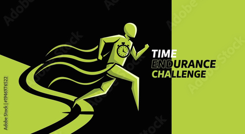 Graphic Illustration Depicting a Runner with a Stopwatch Symbolizing Endurance Challenge