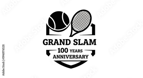 Grand Slam Anniversary Logo Commemorating Tennis Achievements over A Century of Sport