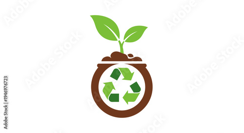 Eco Friendly Recycling Symbol With Plant.