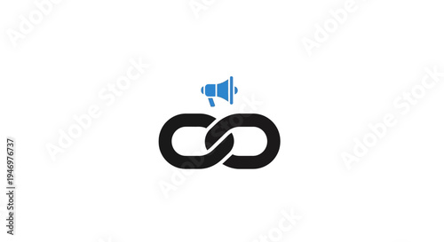 Black chain link with blue megaphone.