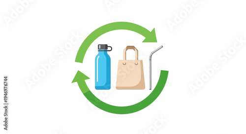 Eco friendly reusable bag bottle straw.