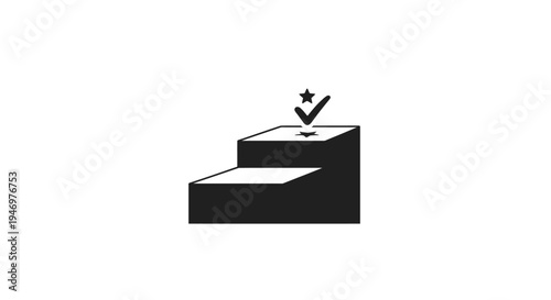 Black check mark on steps icon.
