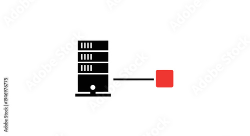 Black computer server with red connection.