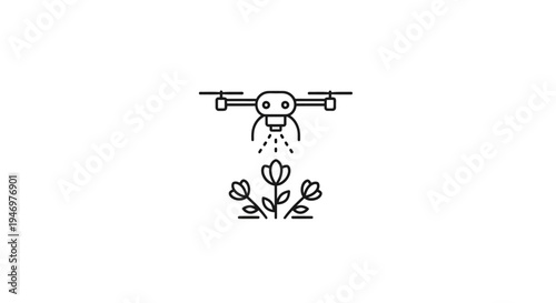 Drone spraying pesticide on flowers.
