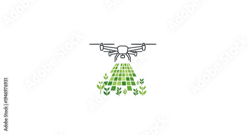Drone Sprays Green Plants Growing.
