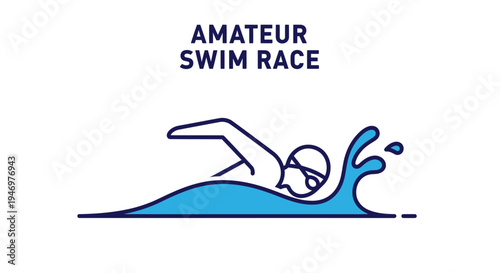Graphic Representation Of An Amateur Swim Race Depicting Movement And Competition In The Water