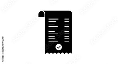 Black Receipt Paper with Checkmark Icon.