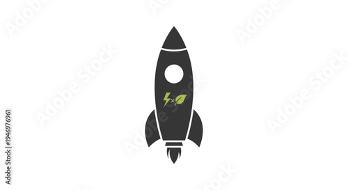 Black Rocket Ship With Fins Up.