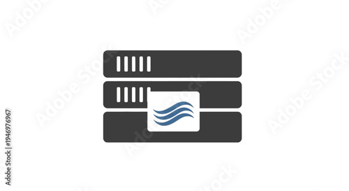 Black server with blue logo.