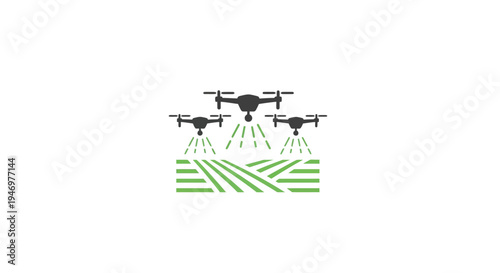 Drones Flying Over Agricultural Field.