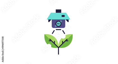 Eco friendly home with green leaf.