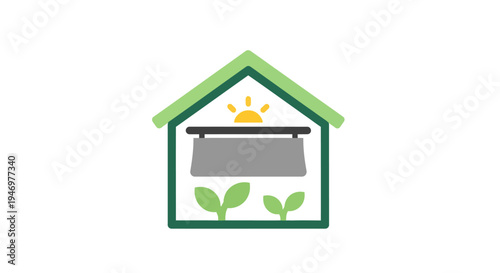 Eco friendly house with green roof.